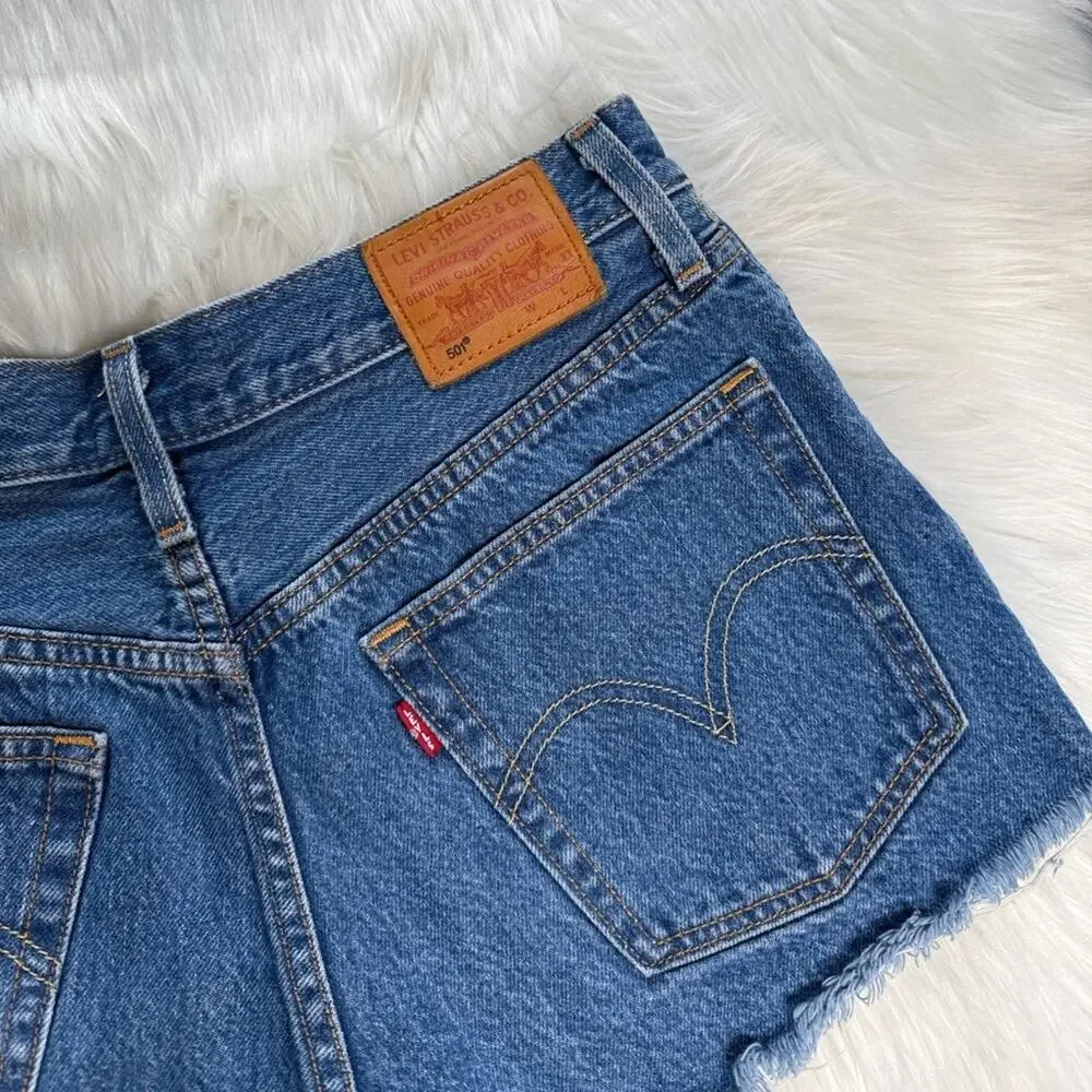 Levi’s Indigo Avenue High Rise Denim Cut Offs